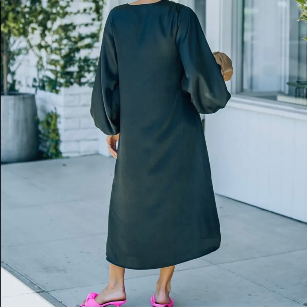 Vici Black Satin Midi Dress - Picture 3 of 12